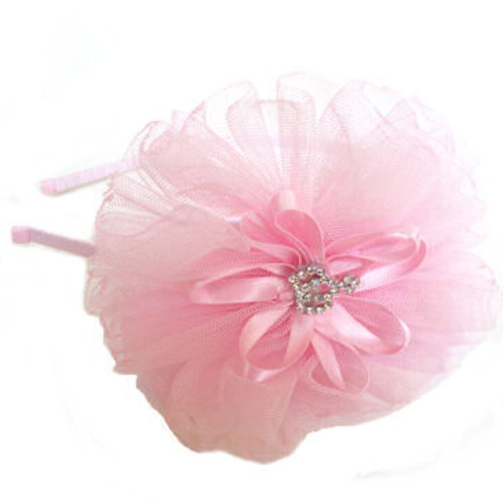 Light‎ Pink Girls Headband w/Tulle & Sparkly Crown NEW Couture Clips 2 vailable